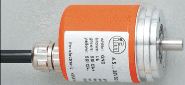 IFM RM-0025-D24/E-U Абсолютный многооборотный энкодер, фланец типа "clamp", разъём M12, вал - _ 10 сталь (1.4104), интерфейс передачи данных ProfiNet, разрешение 25 Bit, IP 67; IP 67 (корпус); IP 67 (вал)